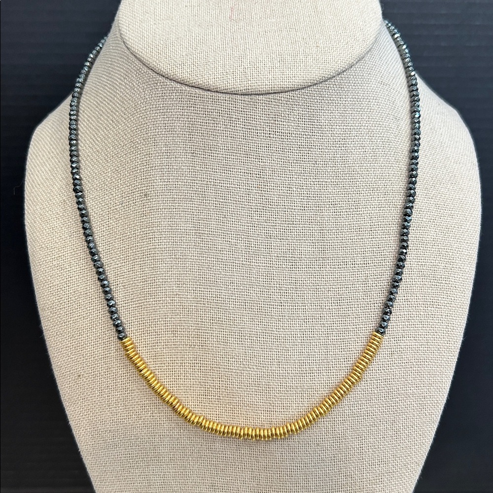 Bronze Milor Hematite Bead Necklace - Minimalist Gold and Black